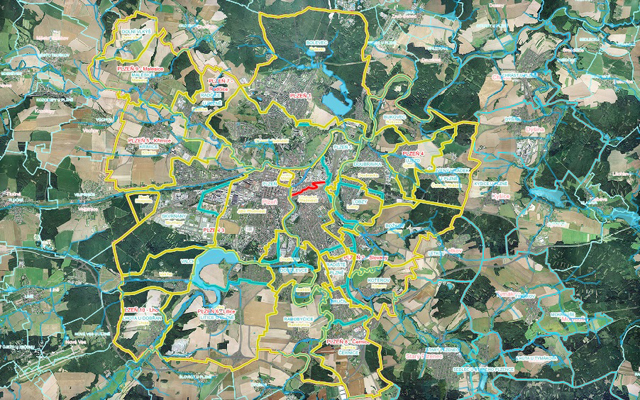 Ilustrační obrázek (mapa vodních ploch na území města Plzně)