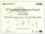 Druhé místo v kategorii Mobility získala Plzeň v prestižní soutěži The European Greenways Award v roce 2009